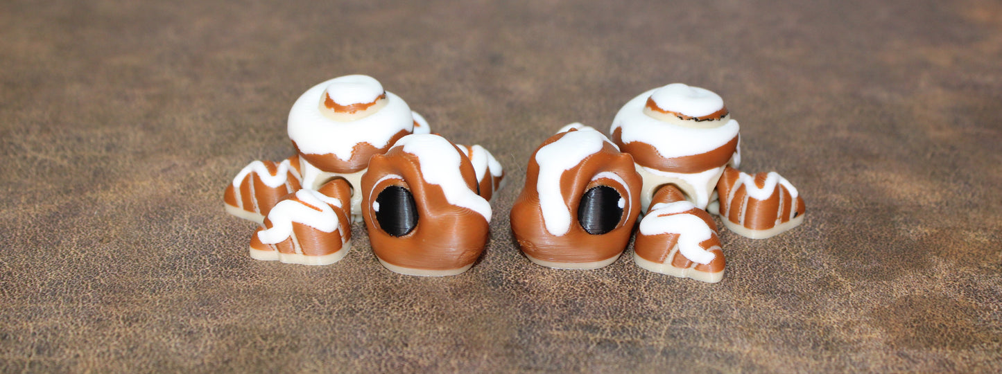 Cinnamon Bun Turtle or Bunny and Churro Narwhal 3D Printed Articulated Figurine