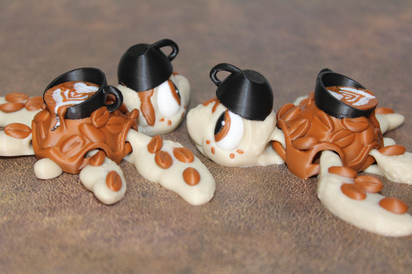 Coffee Turtles 3D Printed Articulated Flexi Figurine