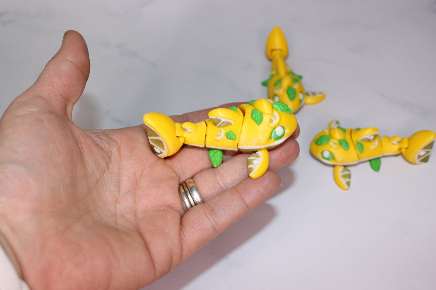 Lemonade Shark 3D Printed Articulated Flexi Figurine - Wonderland 3D Printing