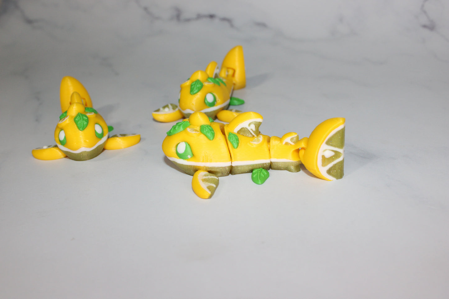 Lemonade Shark 3D Printed Articulated Flexi Figurine - Wonderland 3D Printing