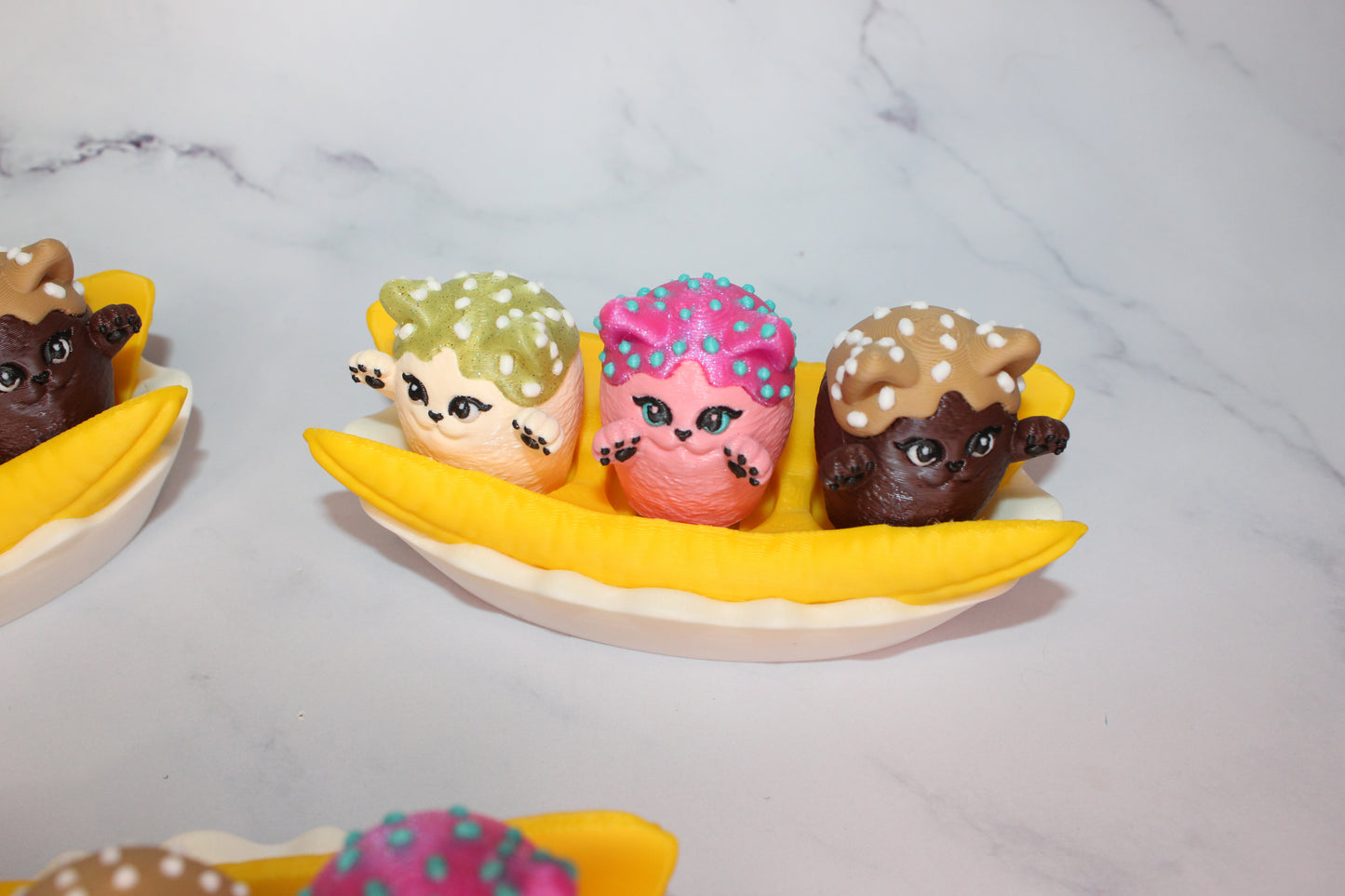 Banana Split Kitties 3D Printed Clicky Toy - Wonderland 3D Printing