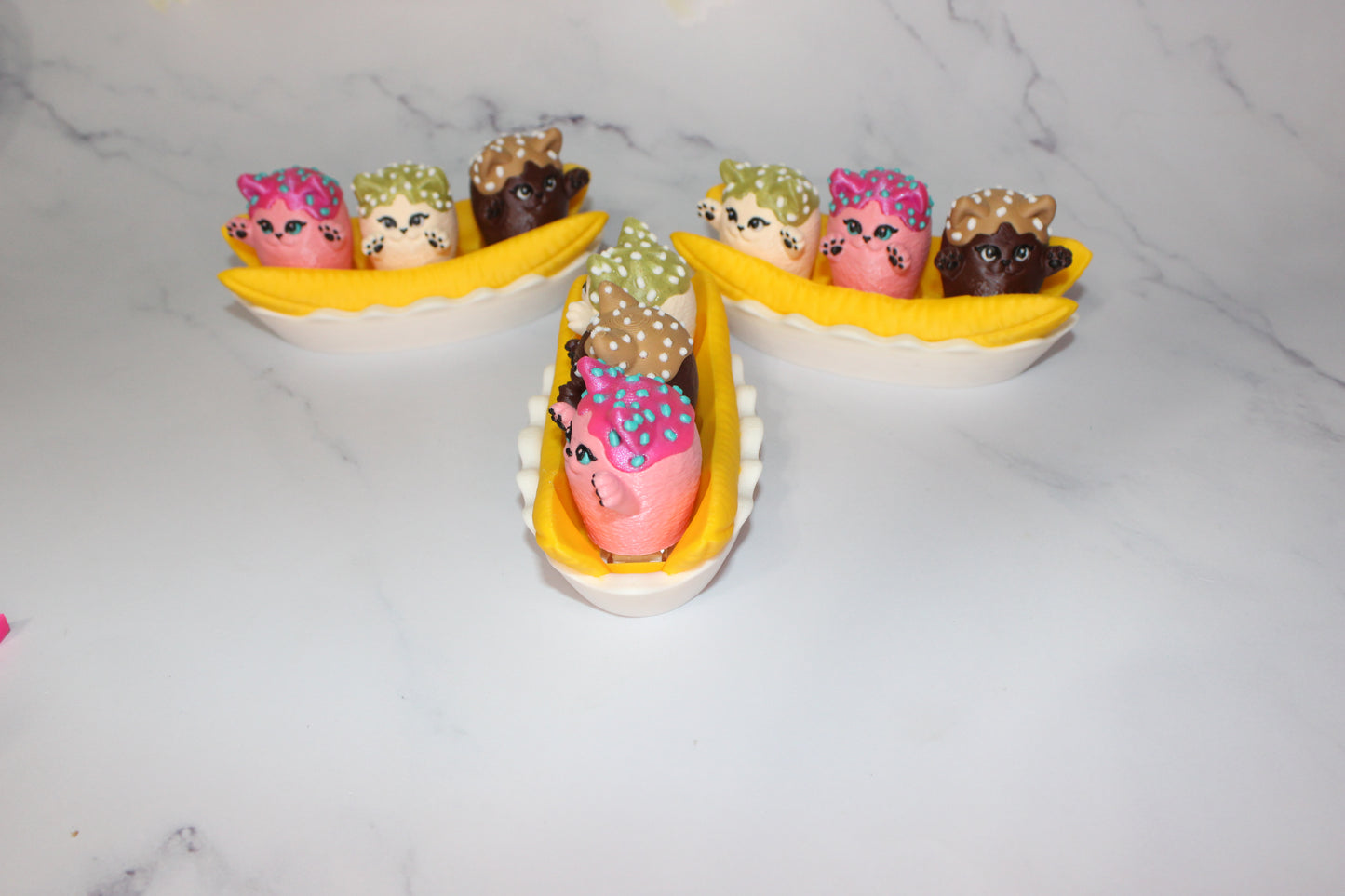 Banana Split Kitties 3D Printed Clicky Toy - Wonderland 3D Printing
