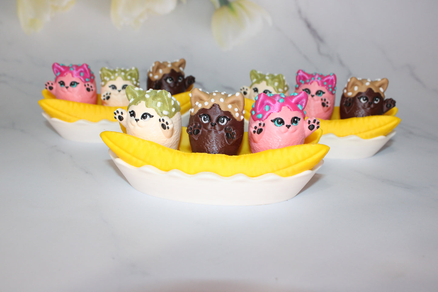 Banana Split Kitties 3D Printed Clicky Toy - Wonderland 3D Printing