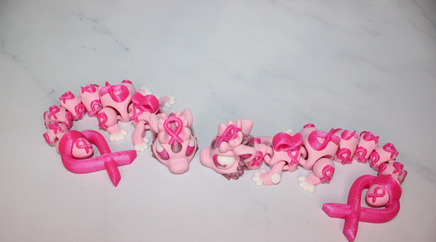 Infinity Dragon or Ribbon Awareness Dragons 3D Printed Articulated Figurine - Wonderland 3D Printing