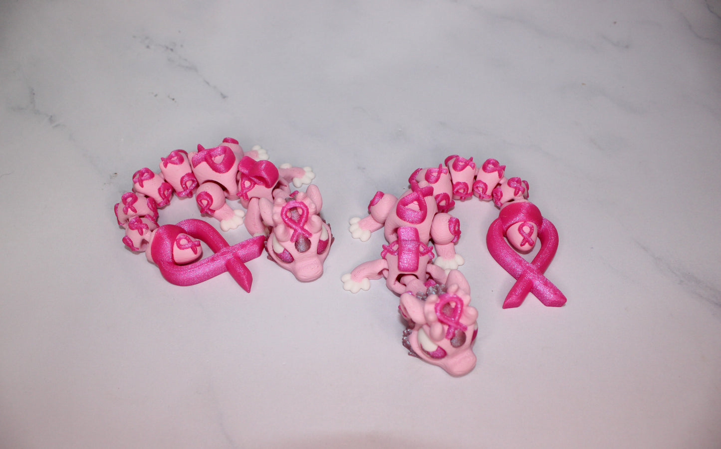 Infinity Dragon or Ribbon Awareness Dragons 3D Printed Articulated Figurine - Wonderland 3D Printing