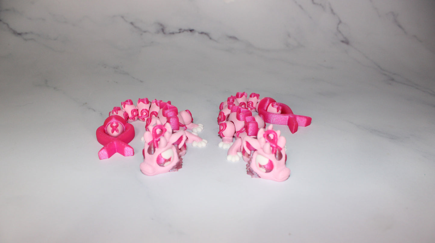 Infinity Dragon or Ribbon Awareness Dragons 3D Printed Articulated Figurine - Wonderland 3D Printing