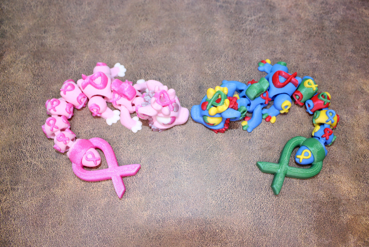 Infinity Dragon or Ribbon Awareness Dragons 3D Printed Articulated Figurine - Wonderland 3D Printing