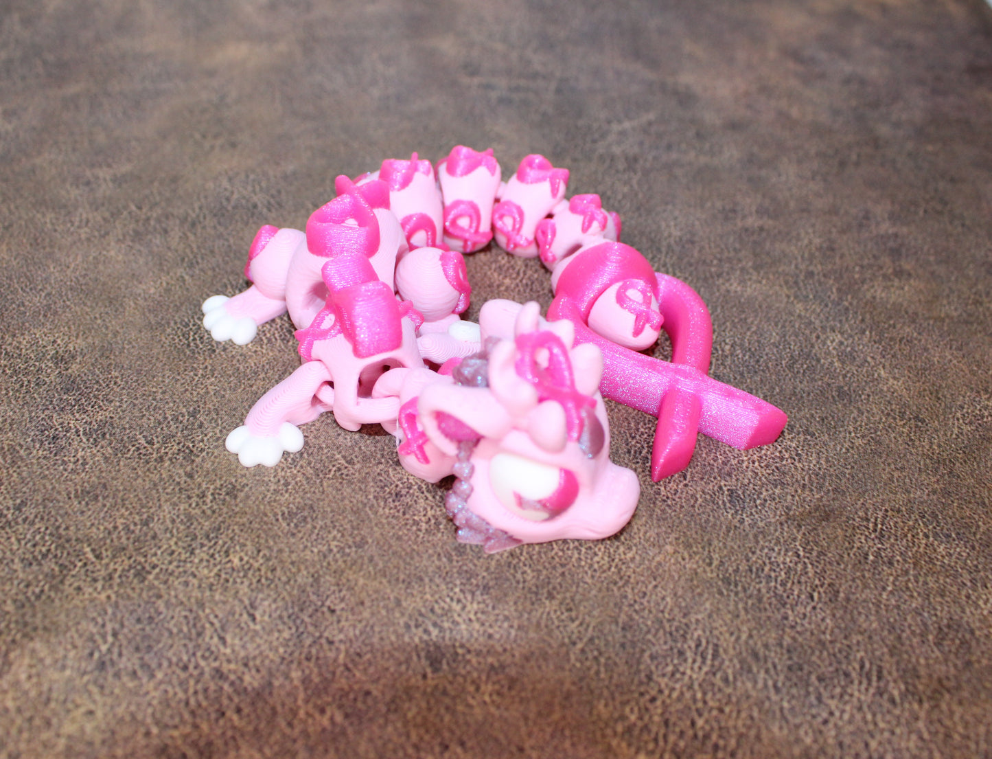 Infinity Dragon or Ribbon Awareness Dragons 3D Printed Articulated Figurine - Wonderland 3D Printing