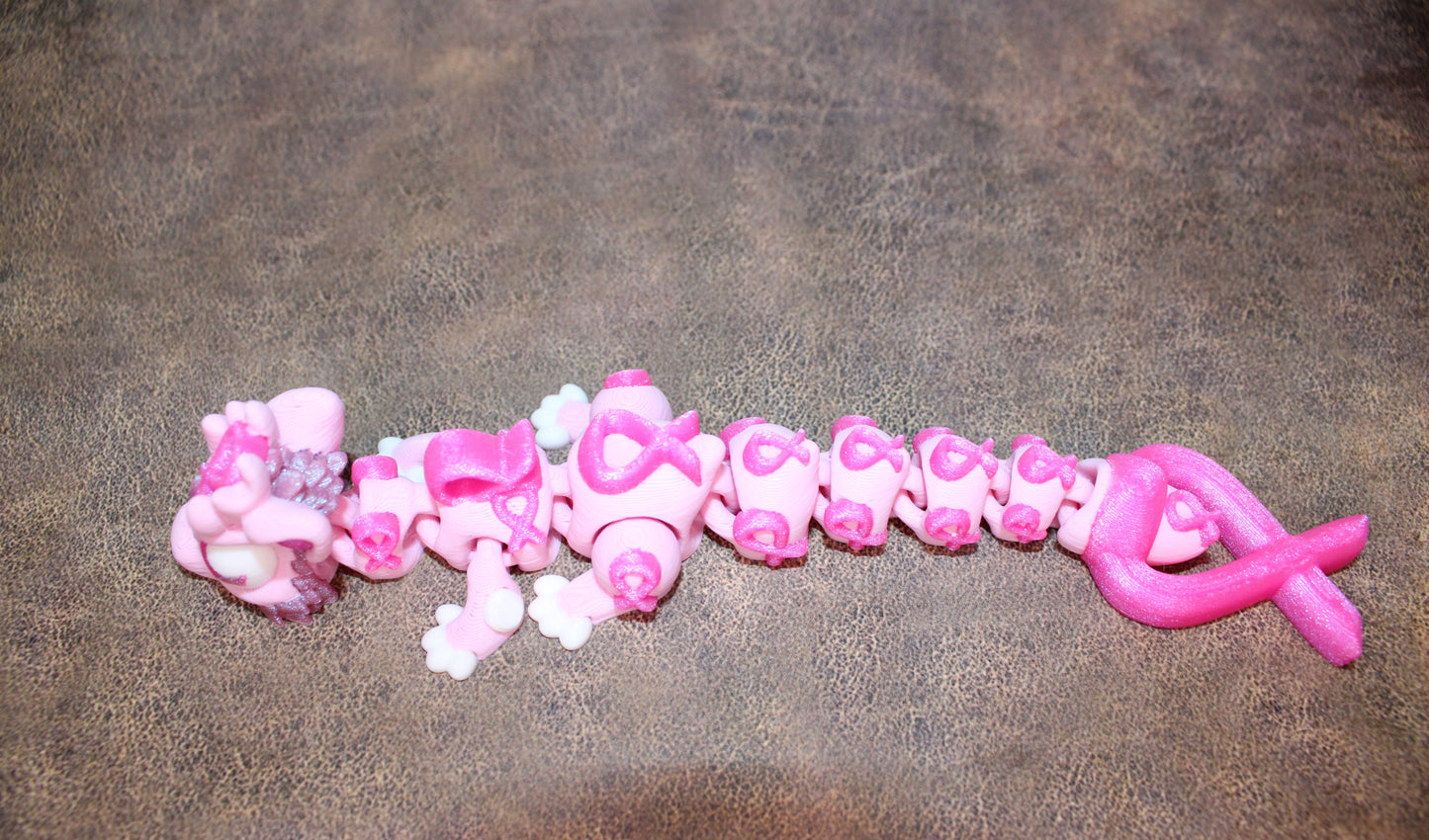 Infinity Dragon or Ribbon Awareness Dragons 3D Printed Articulated Figurine - Wonderland 3D Printing