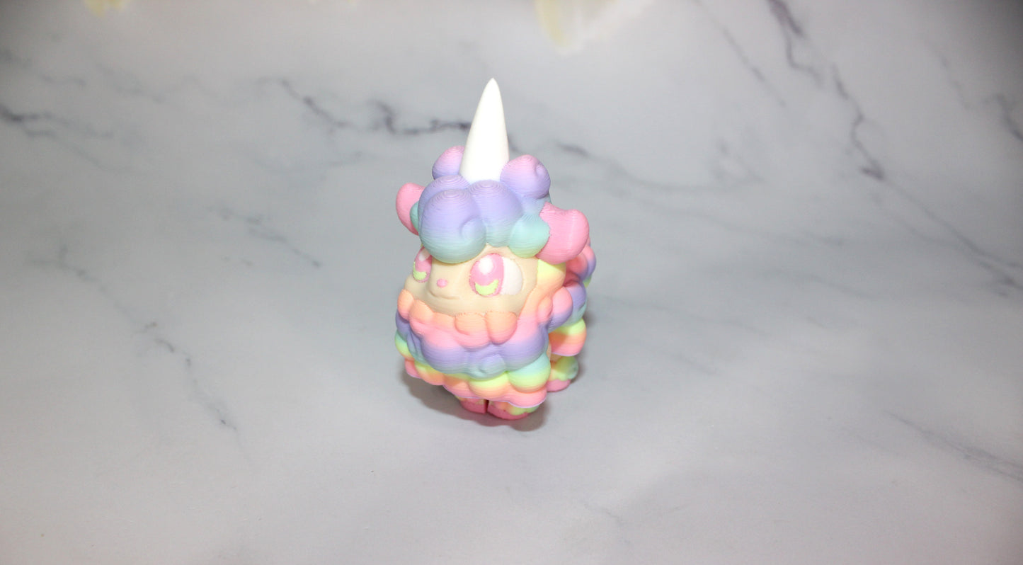Cotton Candy Sheep or Sheep 3D Printed Articulated Figurine - Wonderland 3D Printing