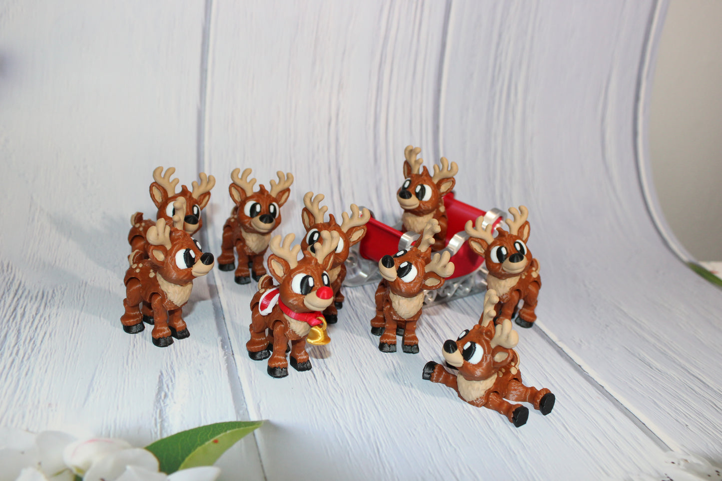 Flexi Reindeer with Sleigh-with 9 Reindeer! Everything Included!!