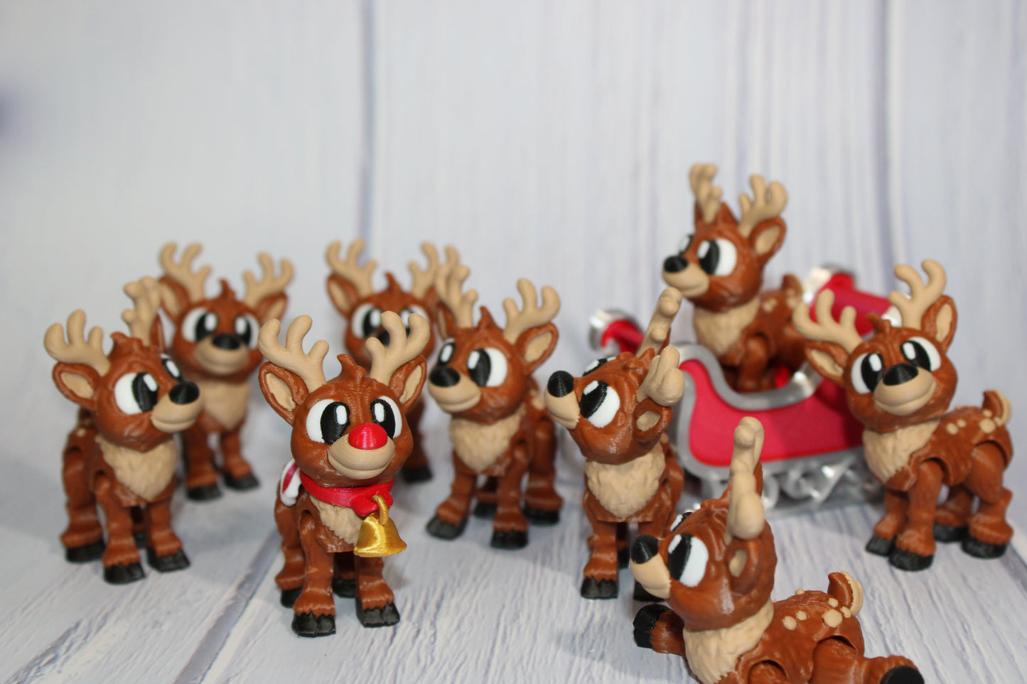 Flexi Reindeer with Sleigh-with 9 Reindeer! Everything Included!!