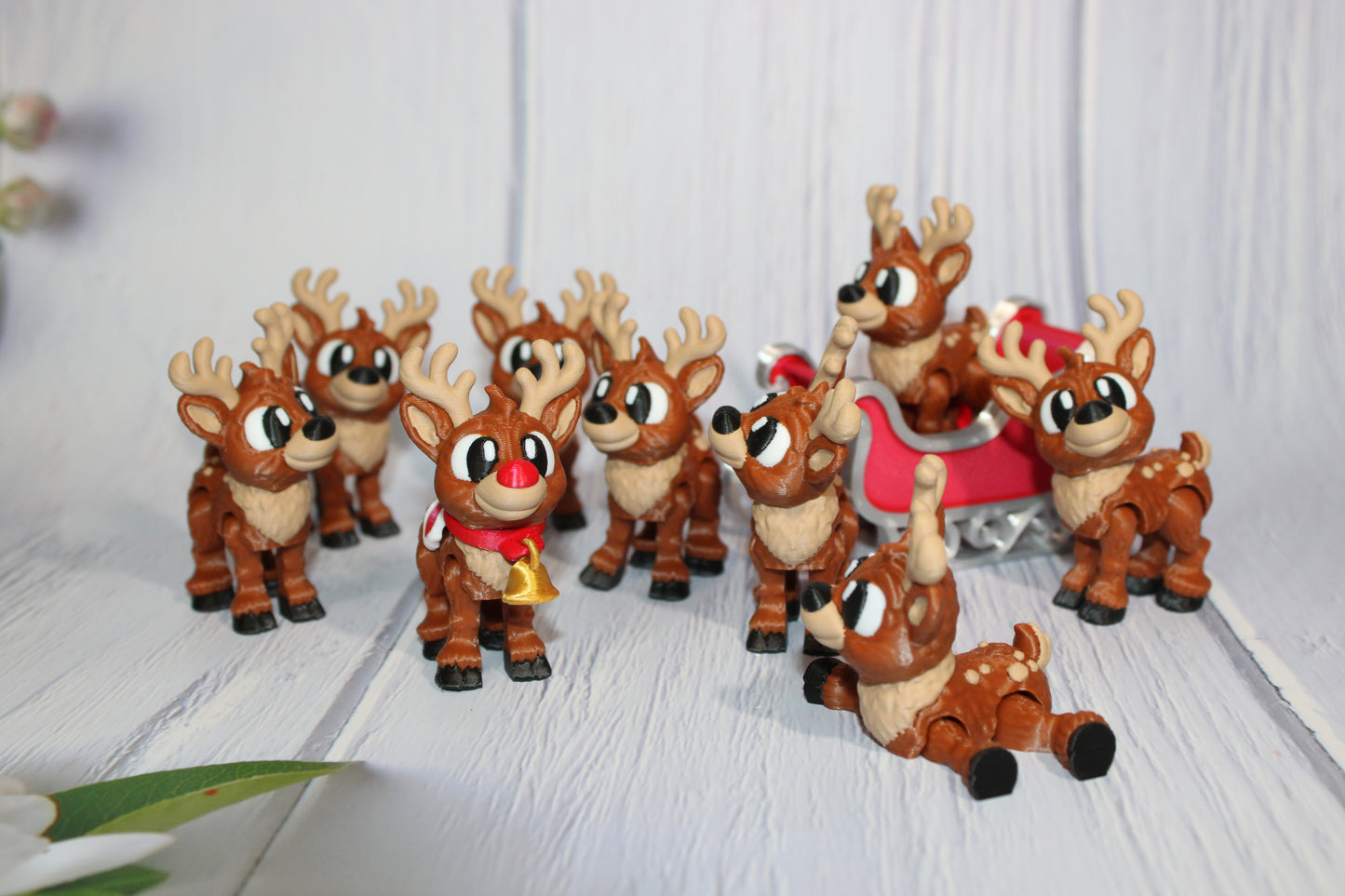 Flexi Reindeer with Sleigh-with 9 Reindeer! Everything Included!!