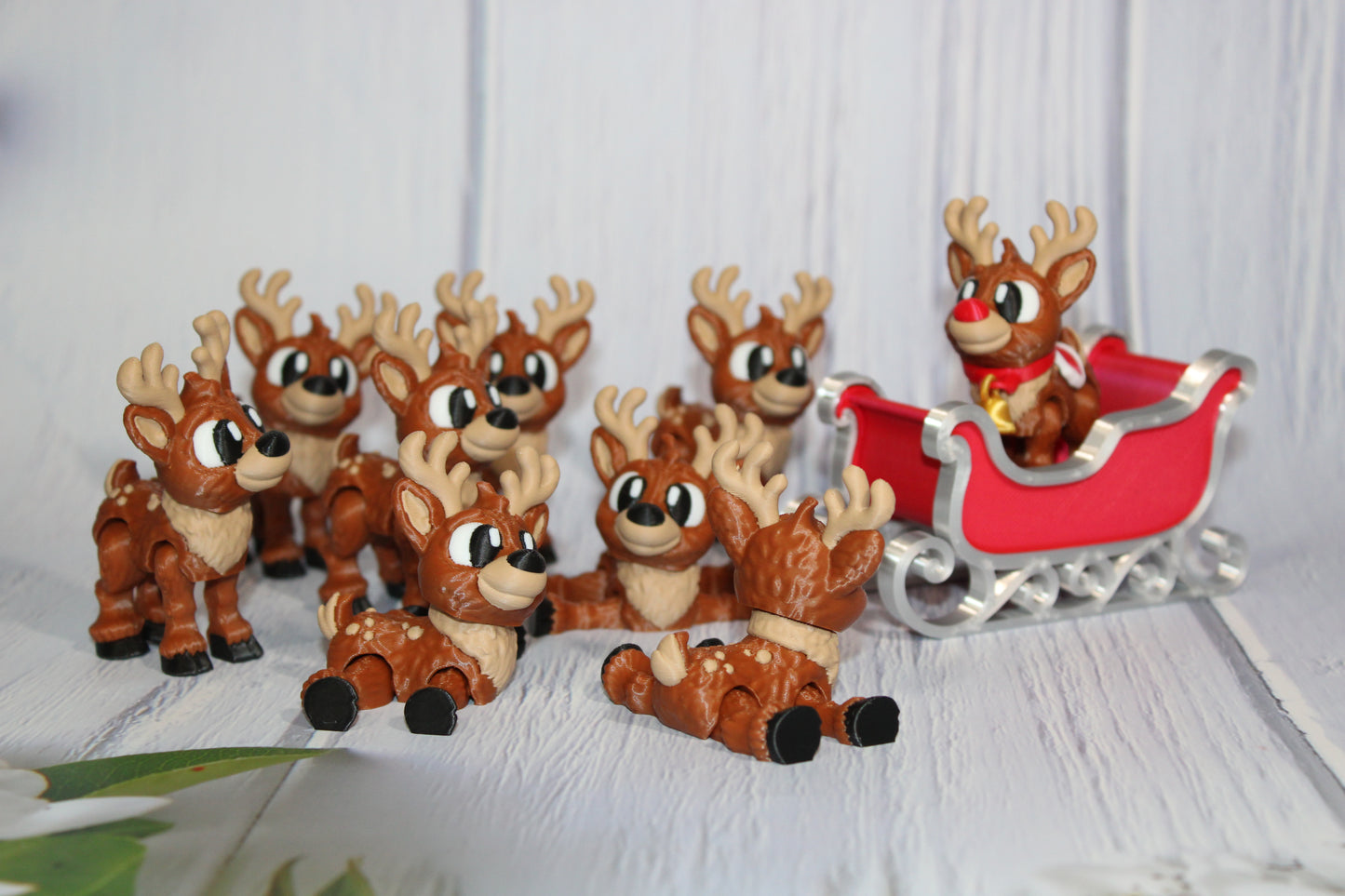 Flexi Reindeer with Sleigh-with 9 Reindeer! Everything Included!!