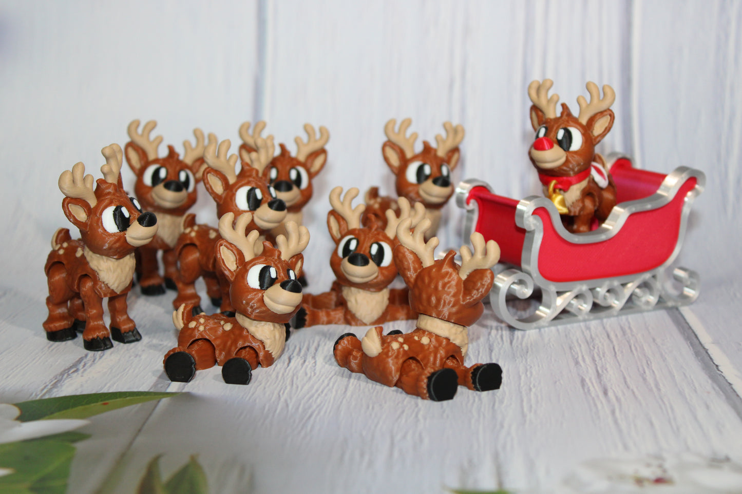 Flexi Reindeer with Sleigh-with 9 Reindeer! Everything Included!!