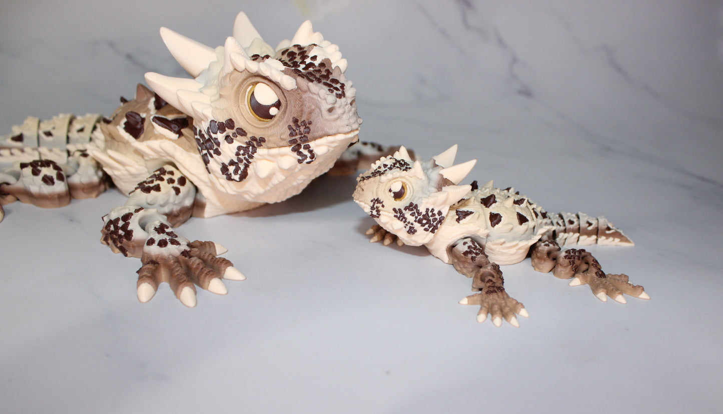 Horned Lizard 3D Printed Articulated Flexi Fidget Figurine - Wonderland 3D Printing