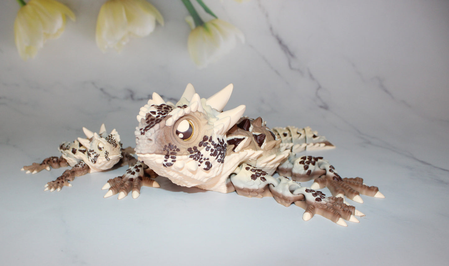 Horned Lizard 3D Printed Articulated Flexi Fidget Figurine - Wonderland 3D Printing