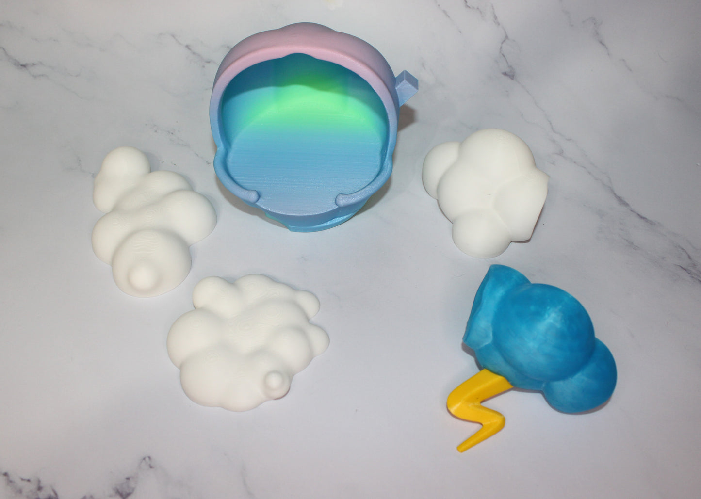 Cloud Fox with Cloud Options 3D Printed Articulated Flexi Figurine - Wonderland 3D Printing