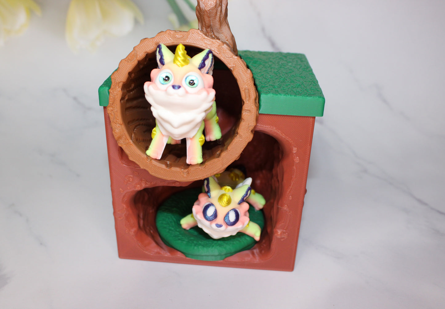 Lynx or Mythical Lynx with Den Options 3D Printed Articulated Flexi Figurine - Wonderland 3D Printing