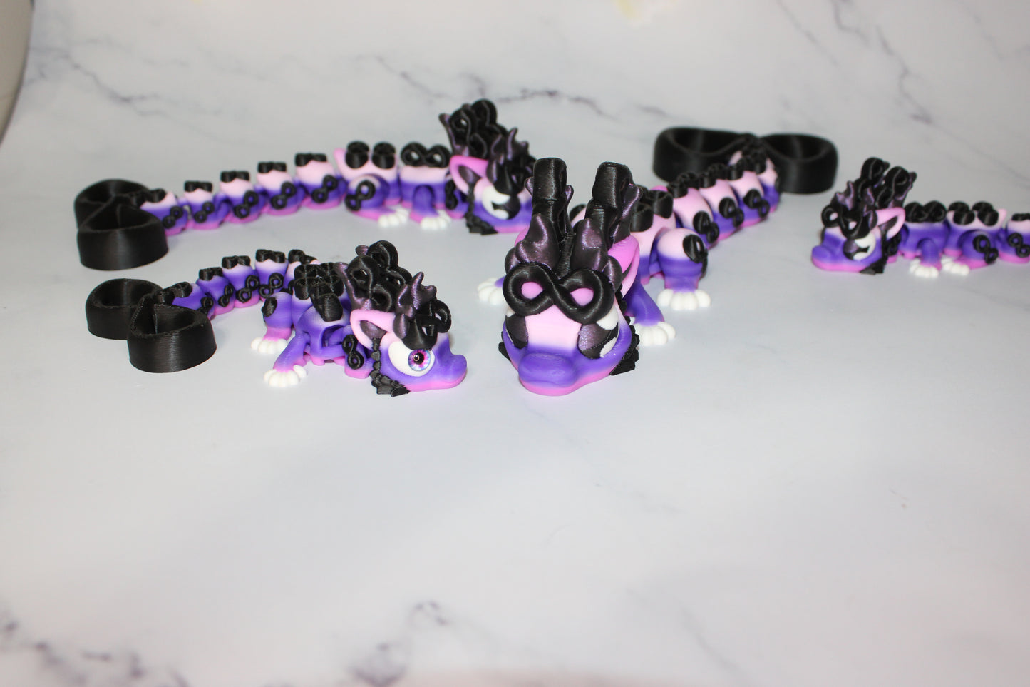 Infinity Dragon or Ribbon Awareness Dragons 3D Printed Articulated Figurine - Wonderland 3D Printing