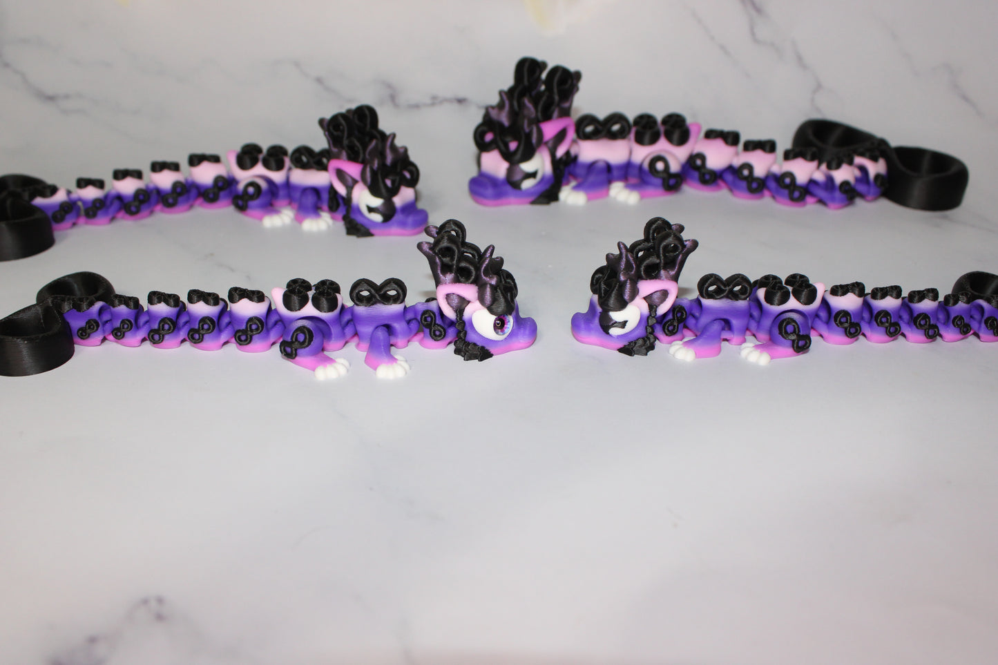 Infinity Dragon or Ribbon Awareness Dragons 3D Printed Articulated Figurine - Wonderland 3D Printing