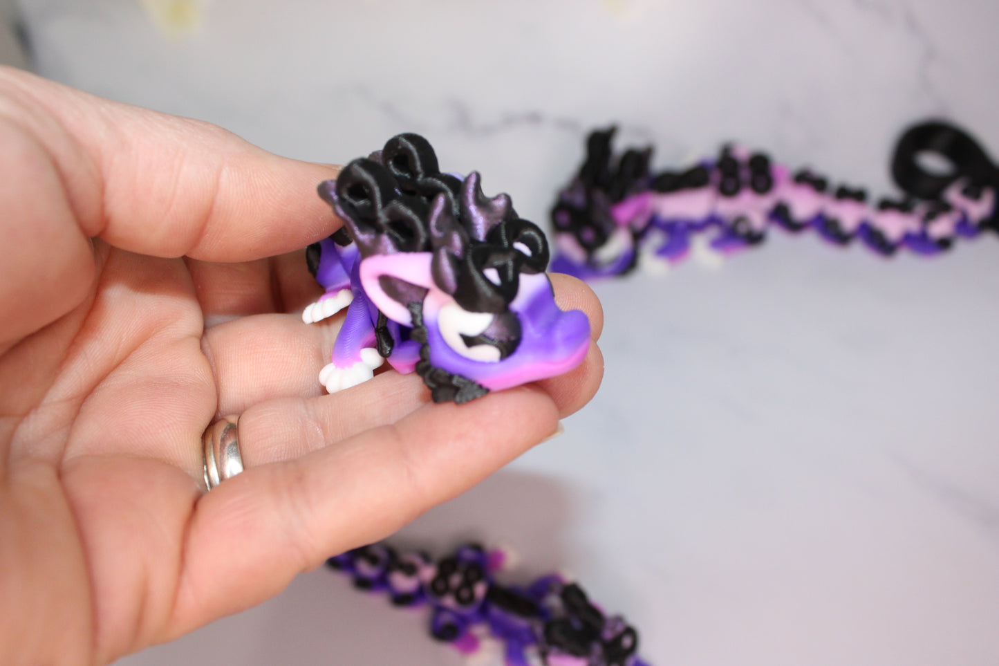 Infinity Dragon or Ribbon Awareness Dragons 3D Printed Articulated Figurine - Wonderland 3D Printing