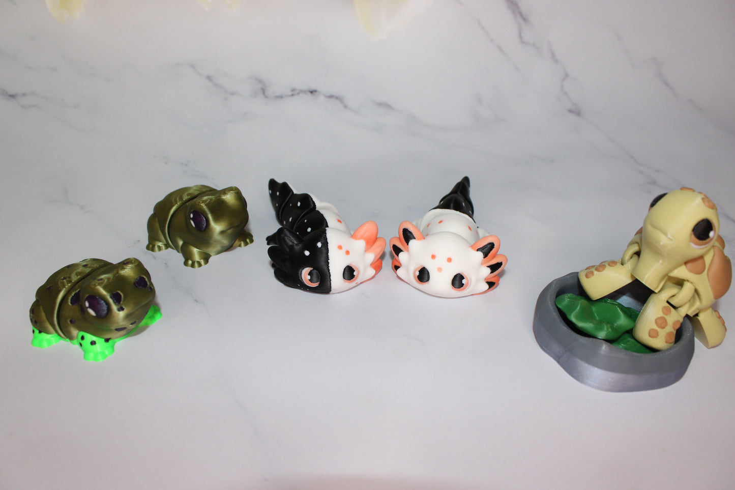 Just a Tortoise, Frog, Slug, Snail, Ladybug or Axolotl Articulated 3d Printed Figurine - Wonderland 3D Printing