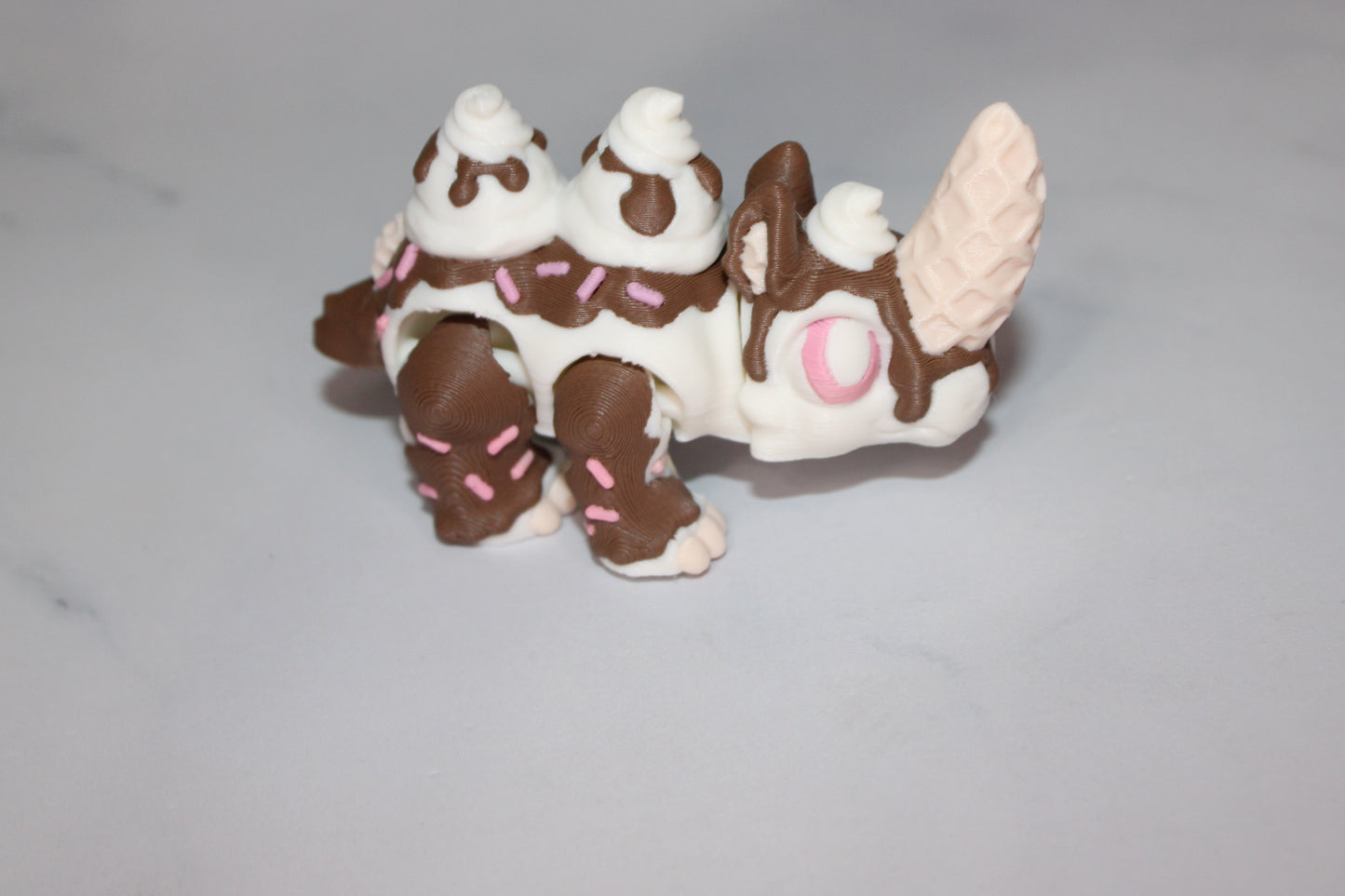 Ice Cream Rhino or Woolly Rhino 3d printed articulated Flexi Fidget Toy - Wonderland 3D Printing