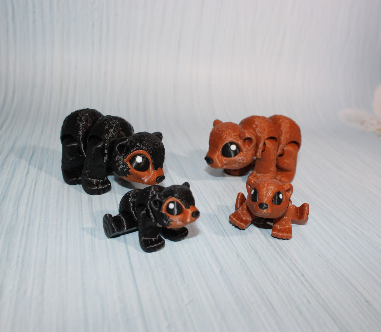 3D Printed Baby and Mama Bears-Flexi Fidget Figurine - Wonderland 3D Printing
