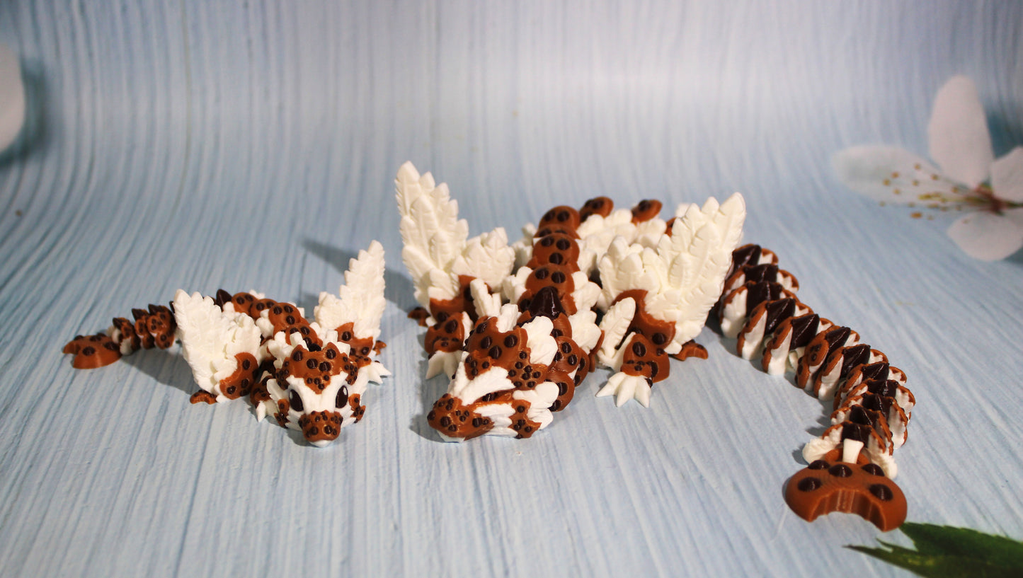 Chocolate Chip Cookie Dragon or Baby Dragon 3D Printed Articulated - Wonderland 3D Printing