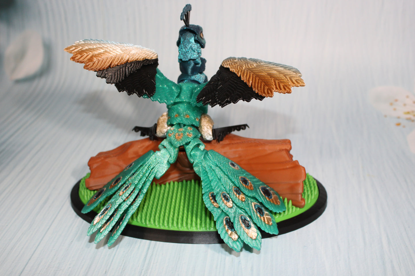 Peacock 6" long 3D Printed Articulated Flexi Fidget Figurine - Wonderland 3D Printing