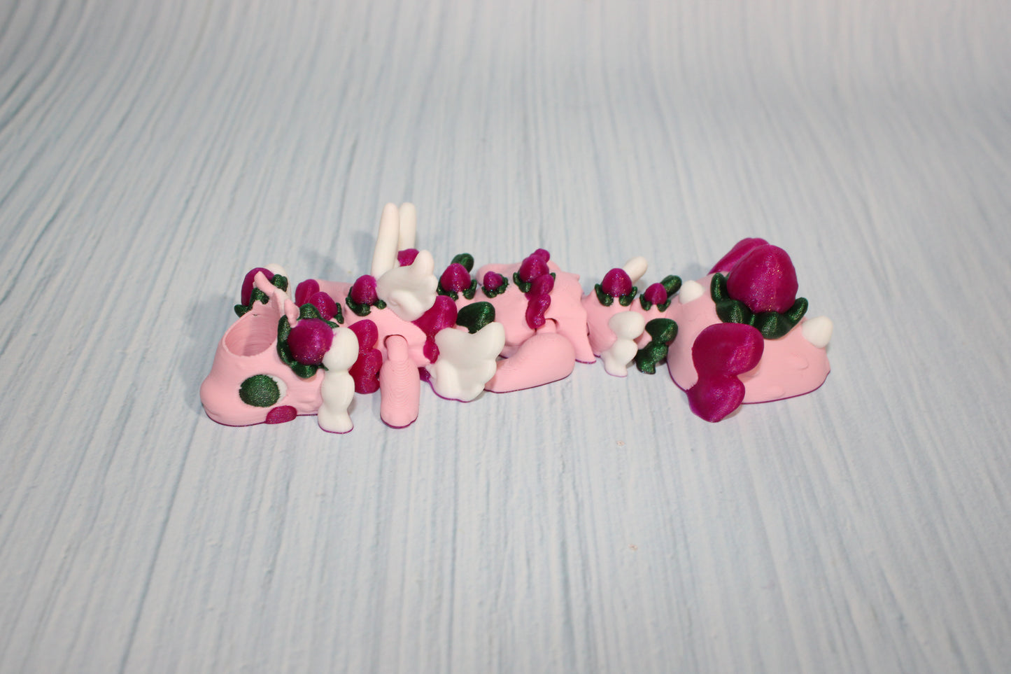 Strawberry Dragon 6" Long with Straw Buddy Options - Wonderland 3D Printing