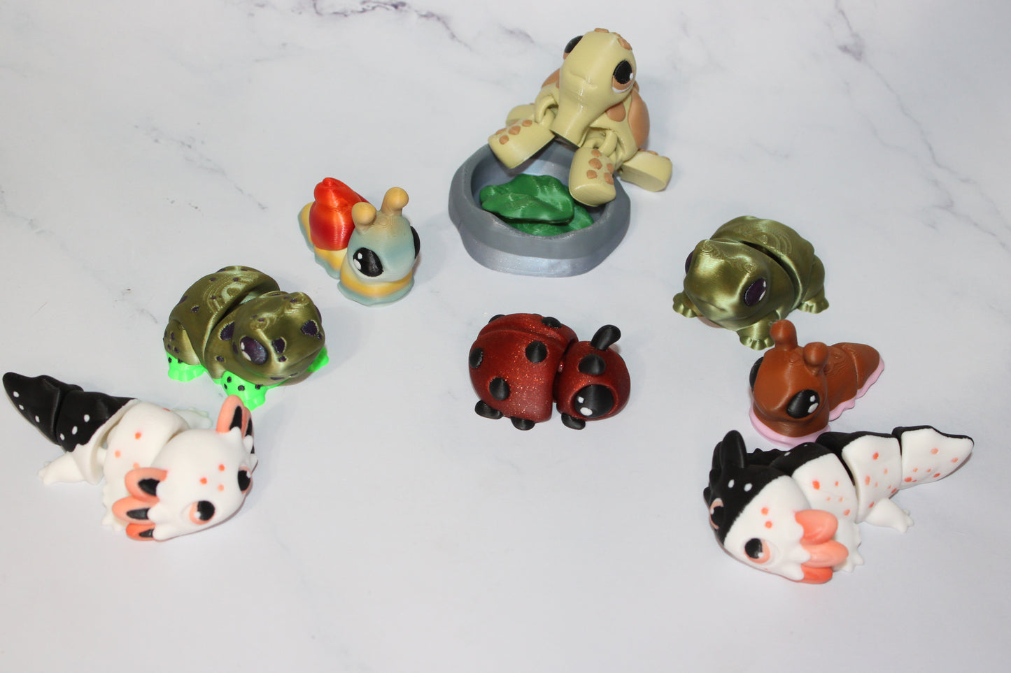 Just a Tortoise, Frog, Slug, Snail, Ladybug or Axolotl Articulated 3d Printed Figurine - Wonderland 3D Printing