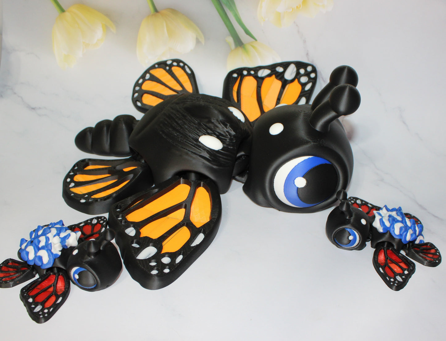 Texas Bluebonnet or Monarch Butterfly Turtles Articulated 3d Printed Figurine - Wonderland 3D Printing