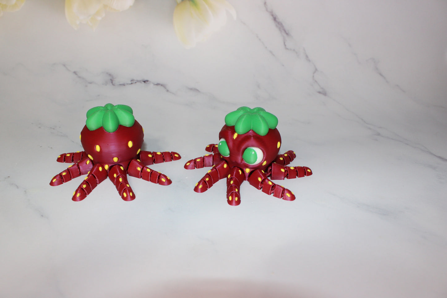 Catopus or Strawberry Octopus with Sea Stand options 3D Printed Articulated Flexi Figurine - Wonderland 3D Printing