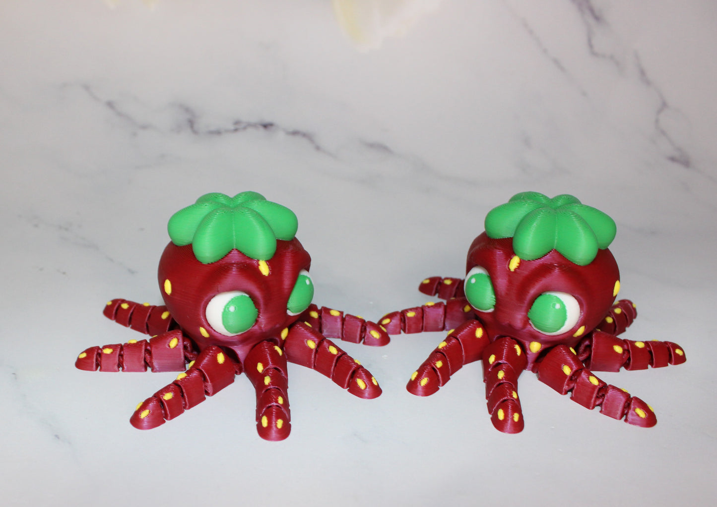 Catopus or Strawberry Octopus with Sea Stand options 3D Printed Articulated Flexi Figurine - Wonderland 3D Printing