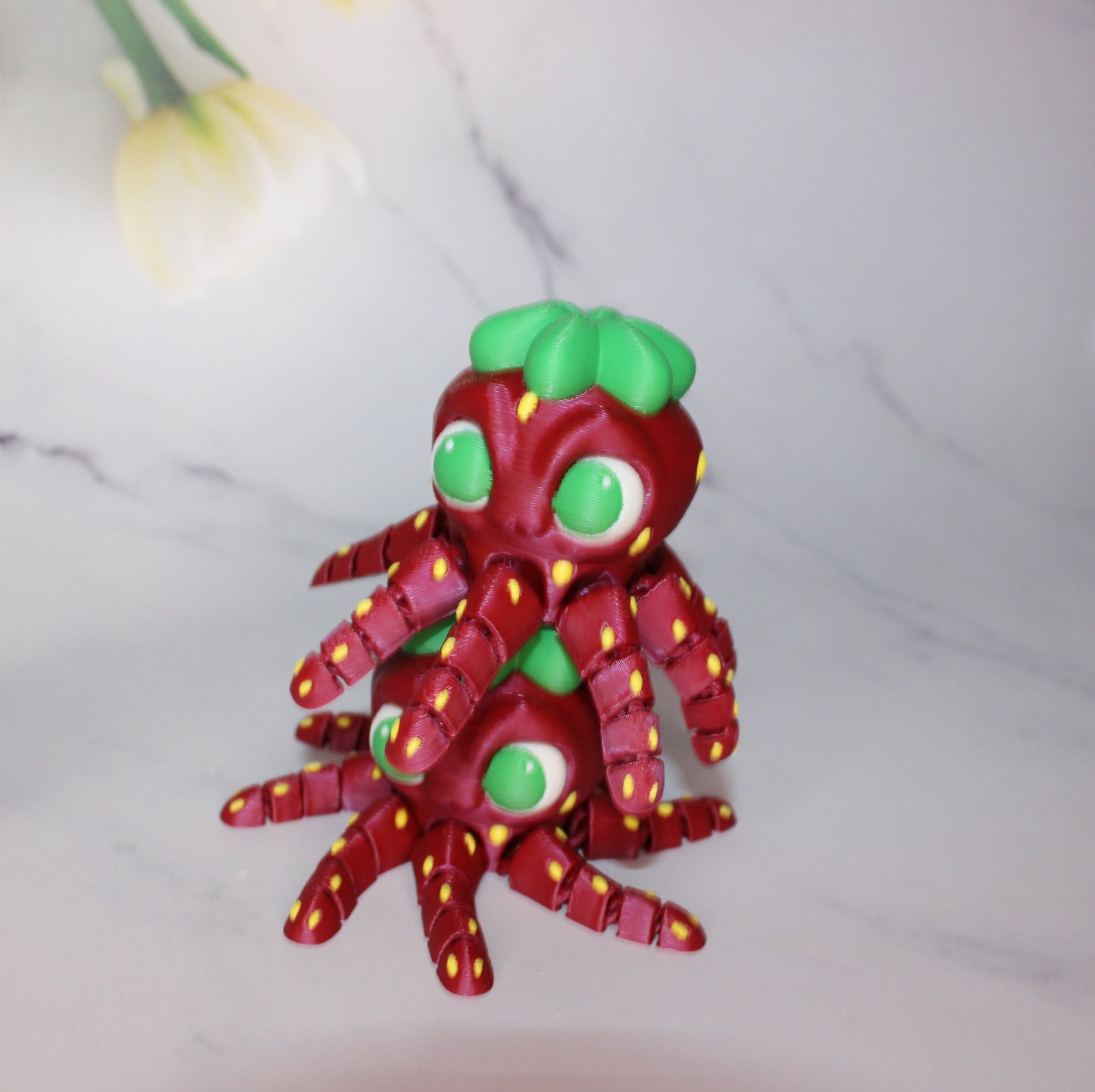 Catopus or Strawberry Octopus with Sea Stand options 3D Printed Articulated Flexi Figurine - Wonderland 3D Printing