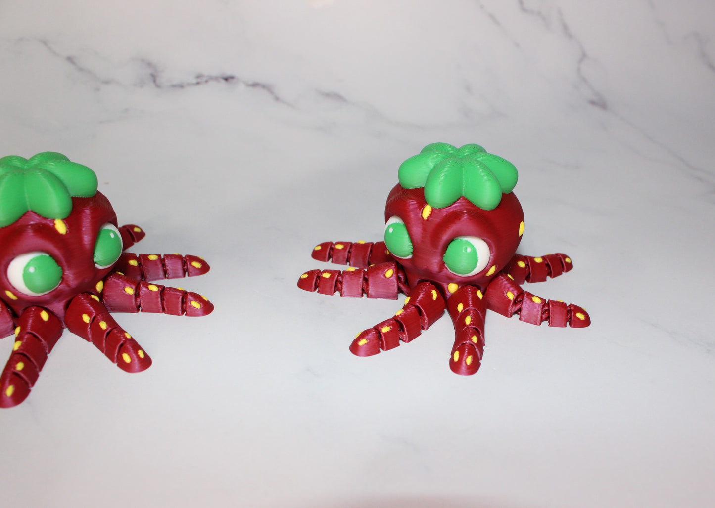 Catopus or Strawberry Octopus with Sea Stand options 3D Printed Articulated Flexi Figurine - Wonderland 3D Printing