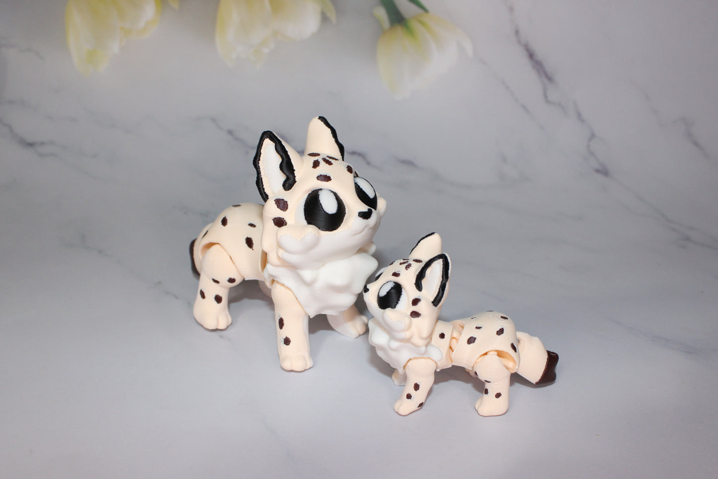 Ice Cream Lynx with Ice Cream Cone Options 3D Printed Articulated Flexi Figurine - Wonderland 3D Printing
