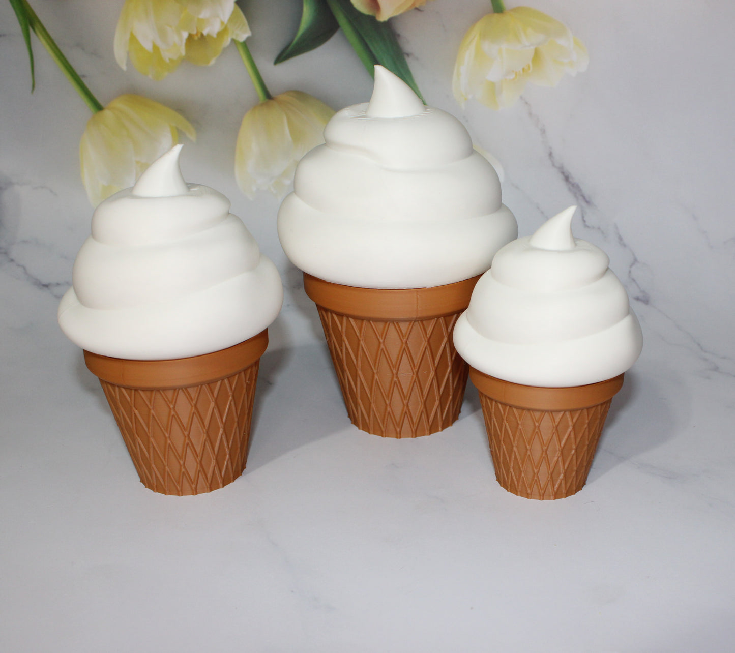 Ice Cream Dragon with Ice Cream Cone options 3D Printed Articulated Figurine - Wonderland 3D Printing