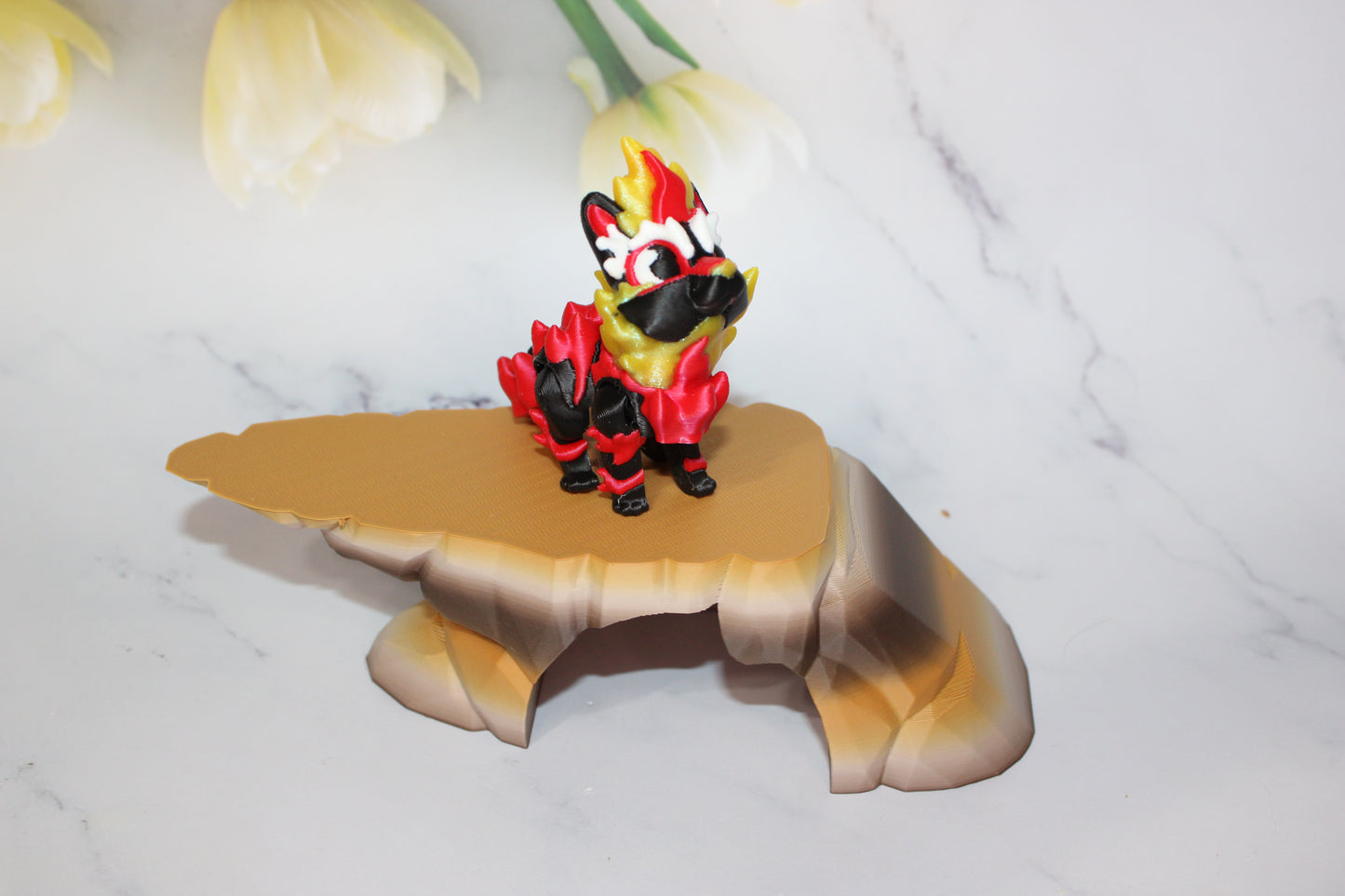 Dawn the Dire Wolf, Dire Fire Wolf, and Dire Wolf Rock 3D Printed Articulated Figurine-Sold Separately or as a Set - Wonderland 3D Printing