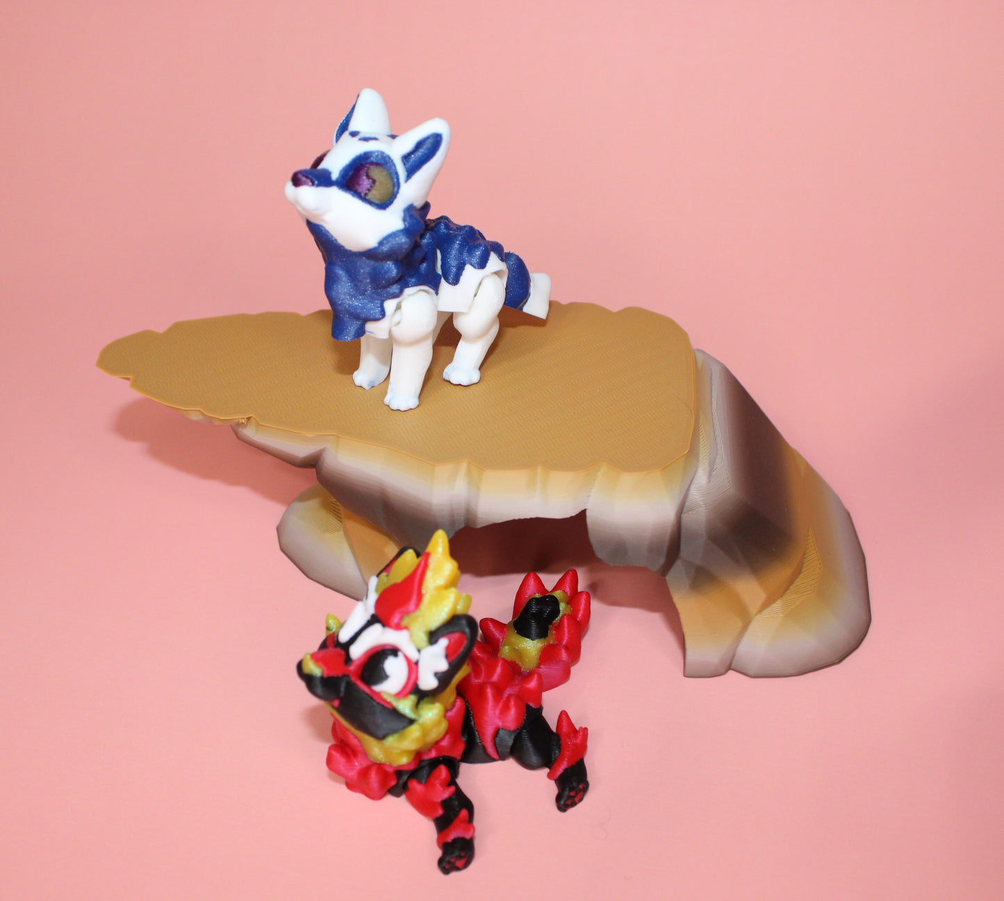 Dawn the Dire Wolf, Dire Fire Wolf, and Dire Wolf Rock 3D Printed Articulated Figurine-Sold Separately or as a Set - Wonderland 3D Printing