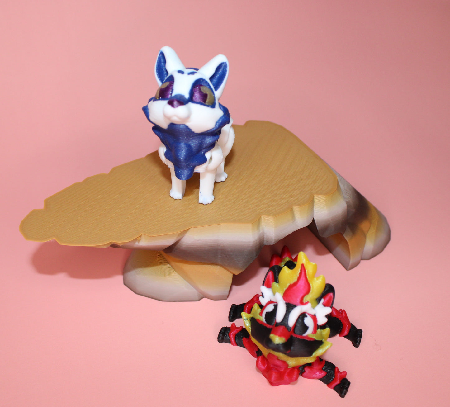 Dawn the Dire Wolf, Dire Fire Wolf, and Dire Wolf Rock 3D Printed Articulated Figurine-Sold Separately or as a Set - Wonderland 3D Printing