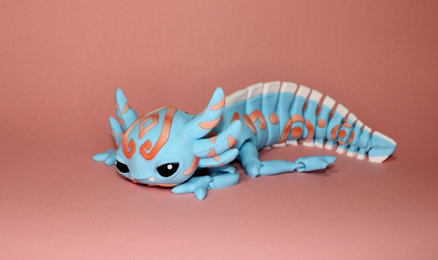 Aztec or Crochet Looking Axolotl 3D Printed Articulated Figurine - Wonderland 3D Printing