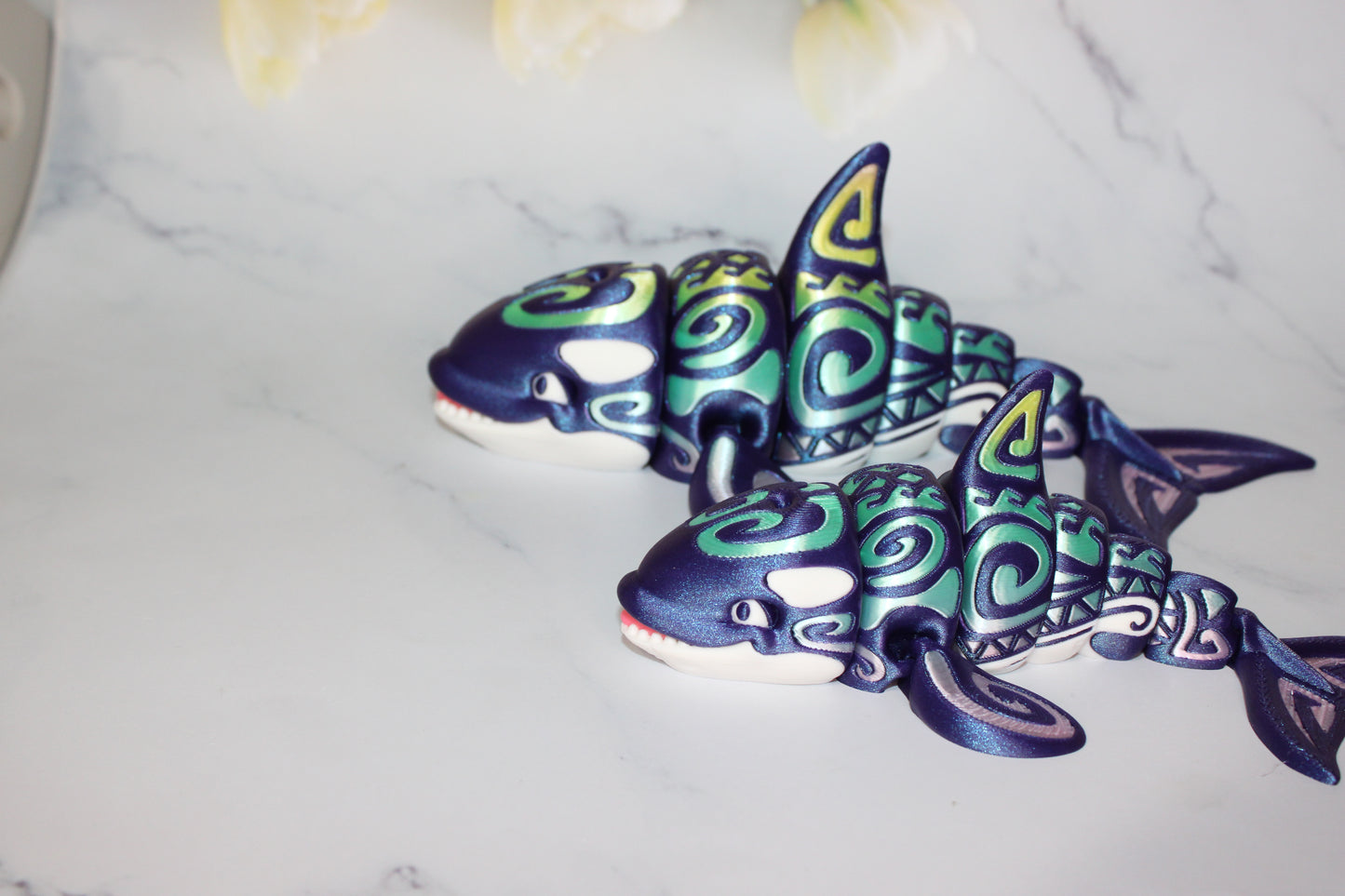 Tattooed Orca 3D Printed Articulated Flexi Fidget - Wonderland 3D Printing