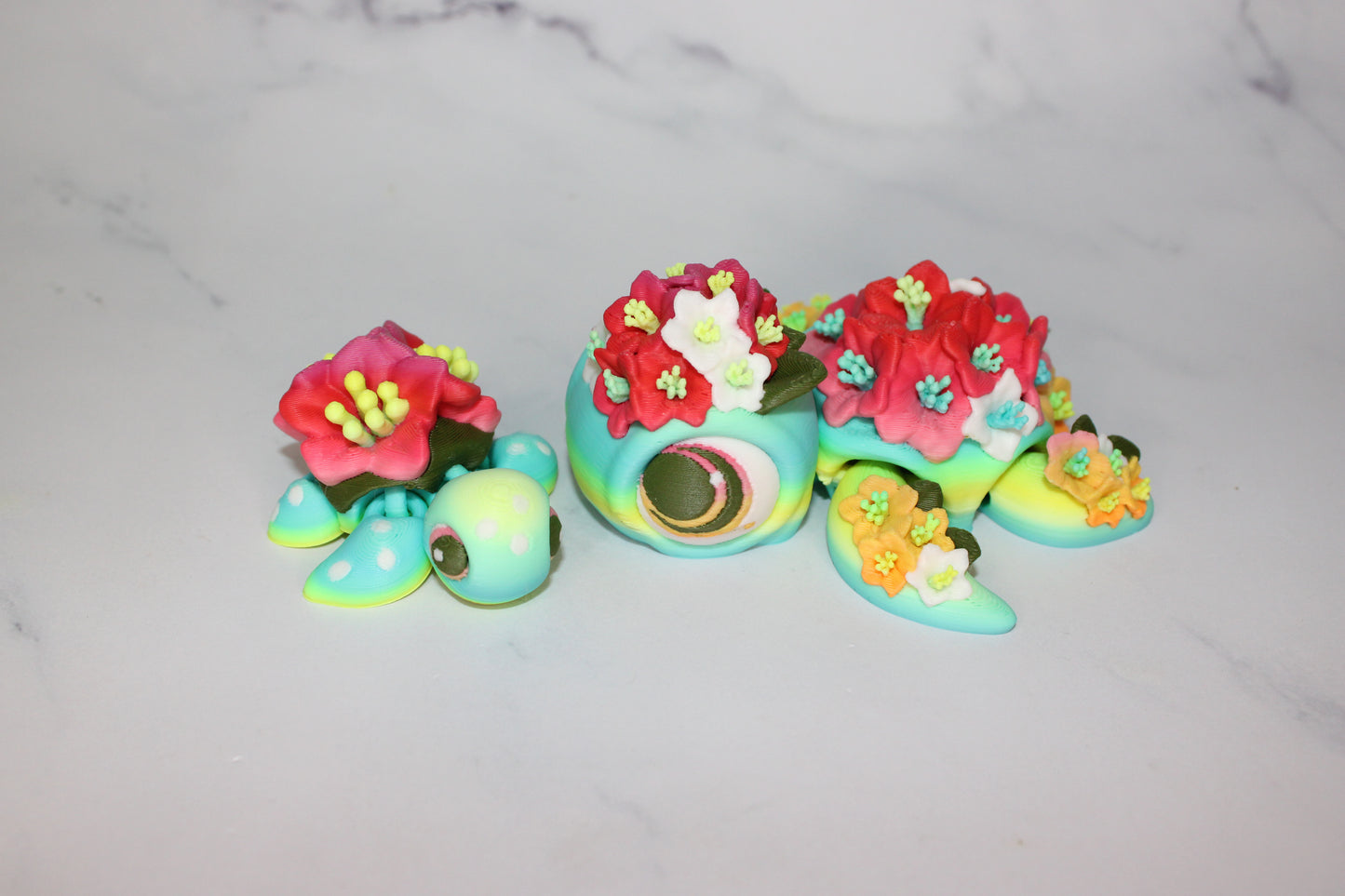State Flower Turtles or Flower Turtles 3.5 inches Long Multiple Varieties to choose from-Articulated 3d Printed Figurine