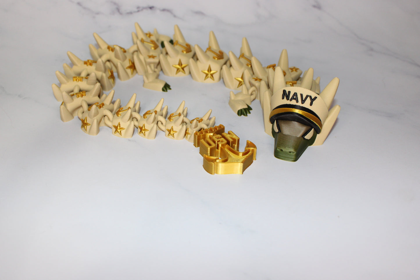 Military Dragon 3D Printed Articulated Figurine - Wonderland 3D Printing