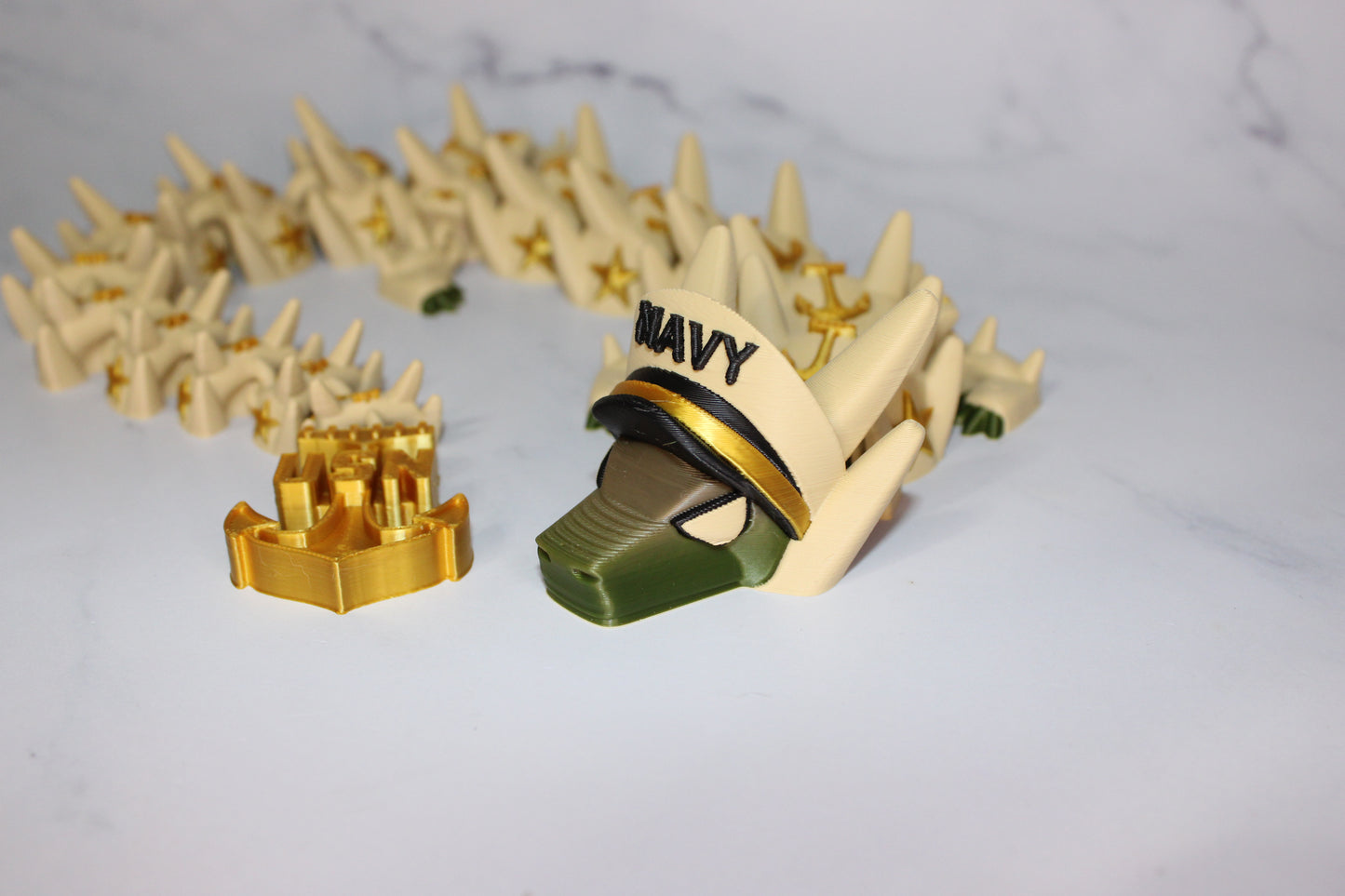 Military Dragon 3D Printed Articulated Figurine - Wonderland 3D Printing