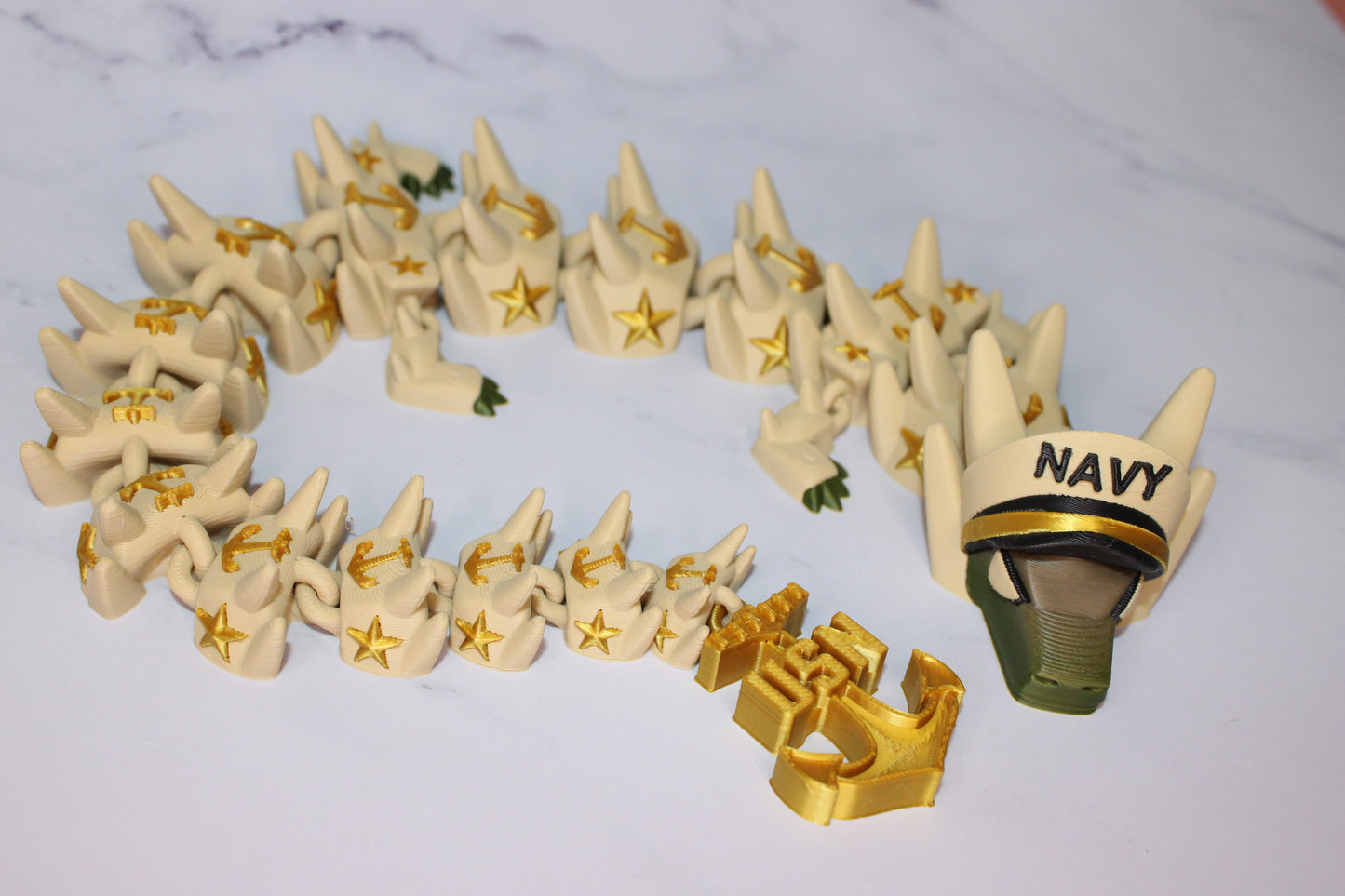 Military Dragon 3D Printed Articulated Figurine - Wonderland 3D Printing