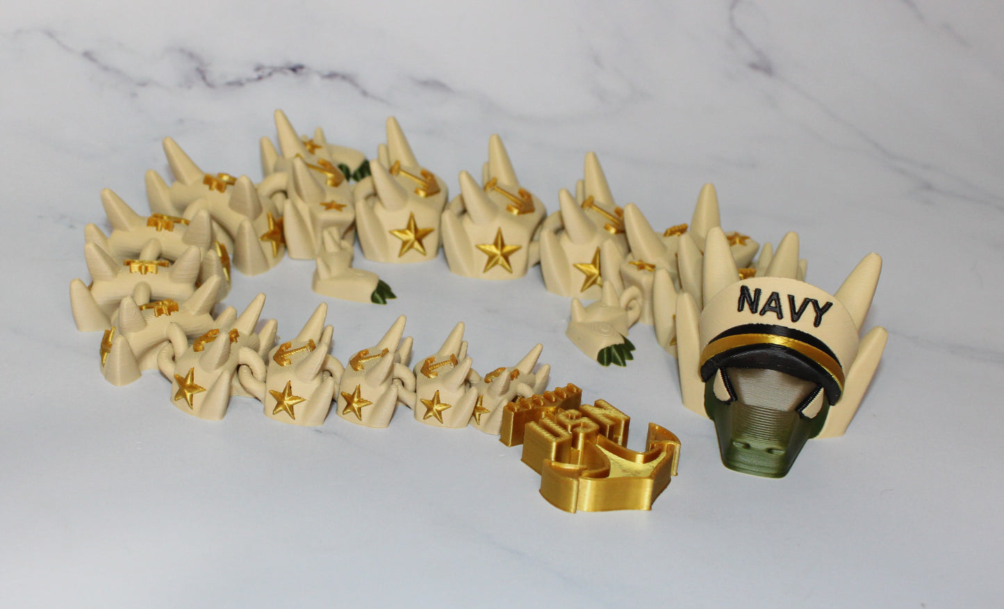 Military Dragon 3D Printed Articulated Figurine - Wonderland 3D Printing